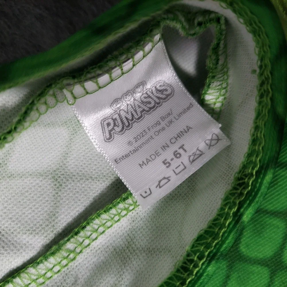 PJ Masks Gekko Costume 5 6‎ Jumpsuit Mask Tail Halloween Dress Up Embroidered
